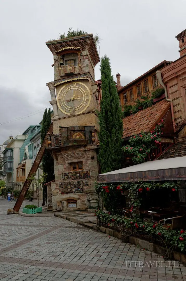 Tbilisi - Falling tower on Shavteli St - part of Rezo Gabriadze Marionette Theater