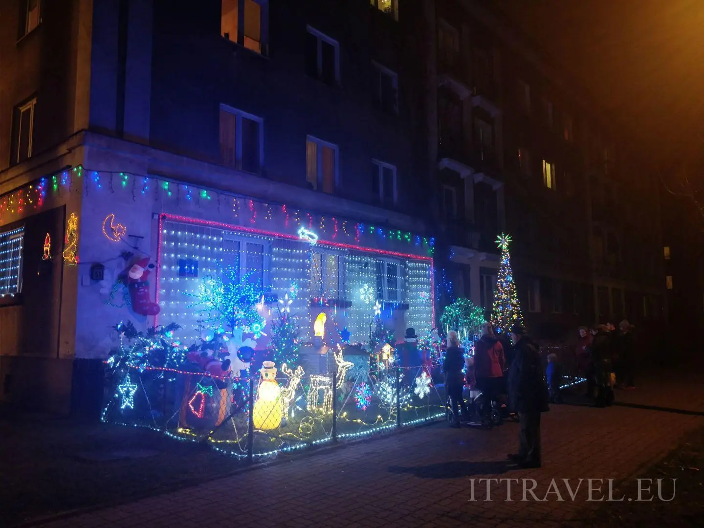 Christmas decorations in Stare Bielany district